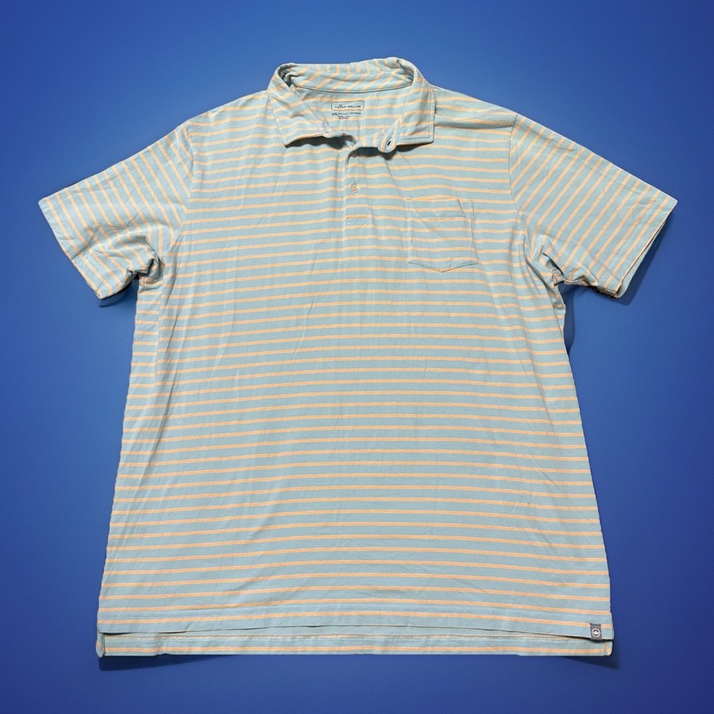 Peter Millar Polo Shirt Mens‎ XXL Blue Striped Performance Golf Athletic
